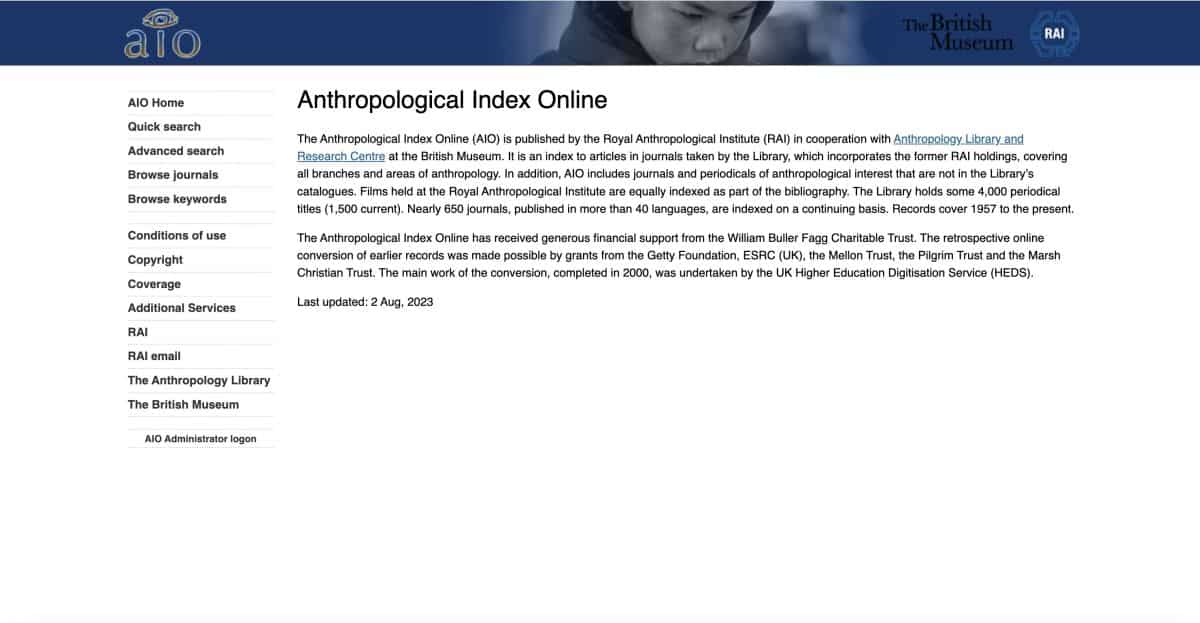Anthropological Index Online